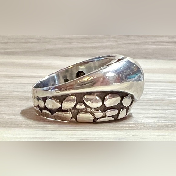Vintage Sterling Silver Bali Indonesia Crossover Cobblestone Ring, Size 5, 6g - Picture 4 of 10